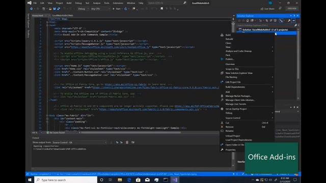 Visual Studio template using .NET Core + Fabric React for Office Add-ins смотреть онлайн