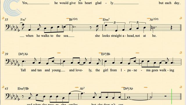 Cello - Girl from Ipanema - Stan Getz - Sheet Music, Chords, & Vocals смотреть онлайн