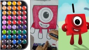 #number Block-1 Sketch Coloring in Red