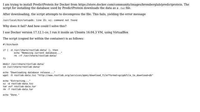 An installation script in a Docker's container fails due to xz command смотреть онлайн