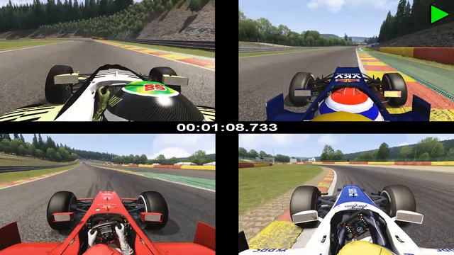 Assetto Corsa: F4 vs F3 vs F2 vs F1 Lap Comparison at Spa смотреть онлайн