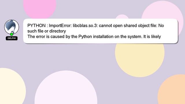 PYTHON : ImportError: libcblas.so.3: cannot open shared object file: No such file or directory смотреть онлайн