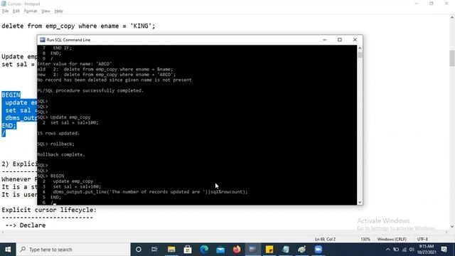 Oracle SQL PLSQL | session 20 | PLSQL Cursors | Implicit | Explicit смотреть онлайн