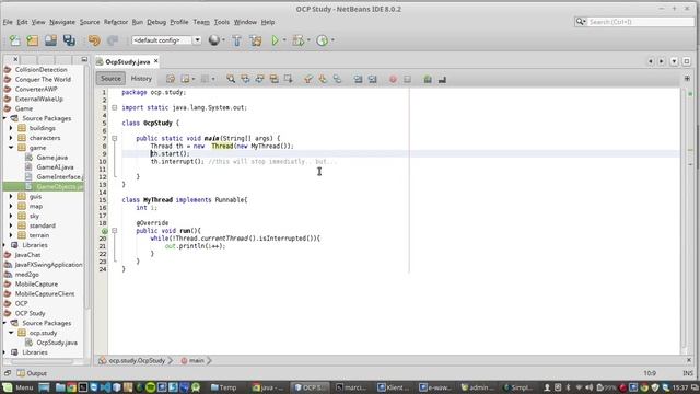 Java:Threads stop using Thread.interrupt() смотреть онлайн