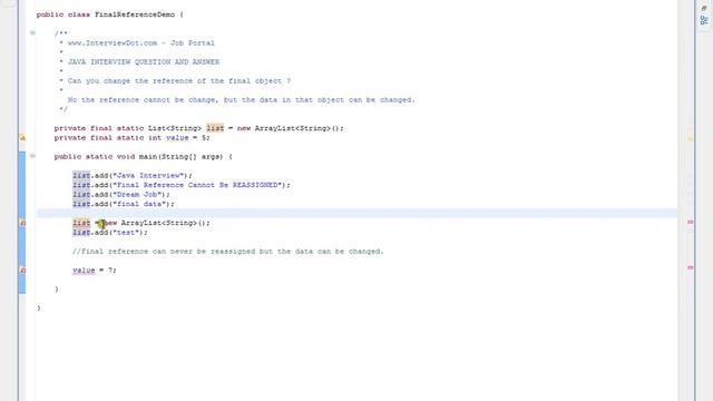 final variable in Java смотреть онлайн