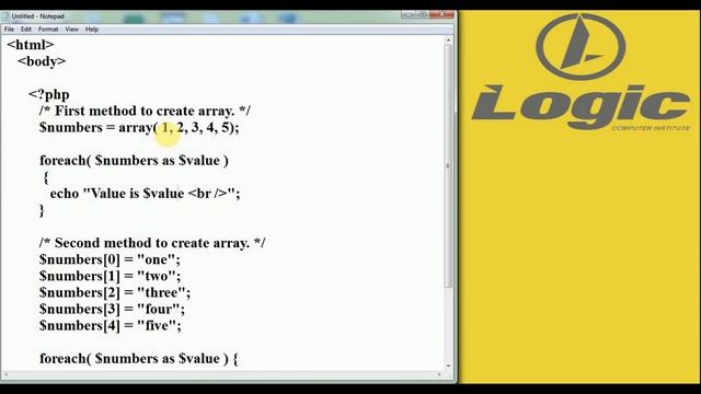 Numeric array in PHP смотреть онлайн