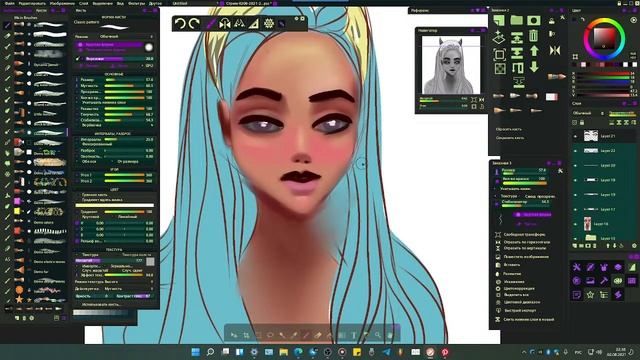Буду пробовать рисовать в непривычном для меня стиле (портрет в кукольном стиле). смотреть онлайн