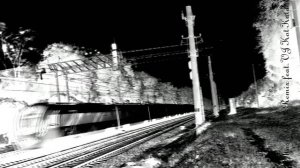 Ночной Чёрно Белый Поезд В Движении