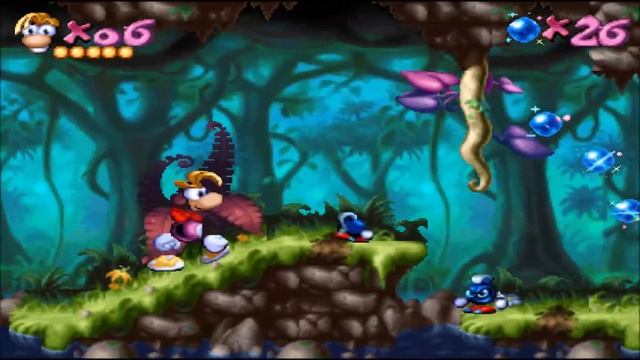 Rayman 1 (PlayStation) Walkthrough - Part 1 - The Dream Forest - Pink Plant Woods And Intro