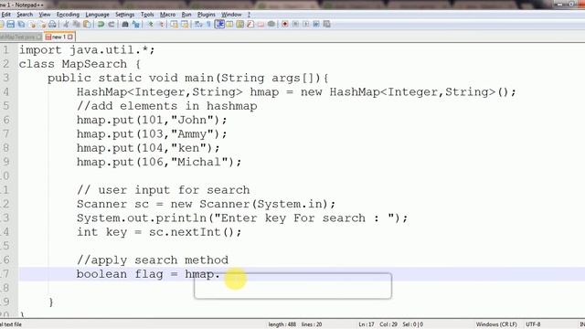 HashMap : Search By key using containsKey() Method in java смотреть онлайн