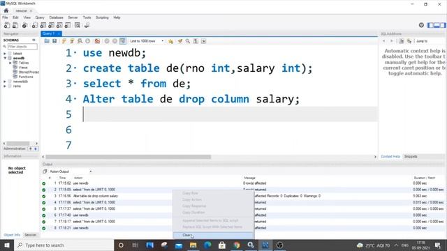 Clear output console in MYSQL workbench смотреть онлайн