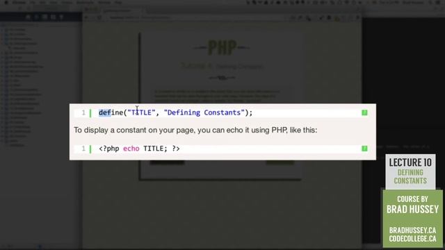 Defining Constants [#10] Code Dynamic Websites with PHP смотреть онлайн