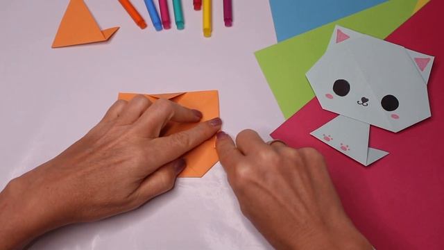 DIY Оригами Котики из бумаги. Как сделать простого Котёнка из бумаги. Кавайные поделки смотреть онлайн