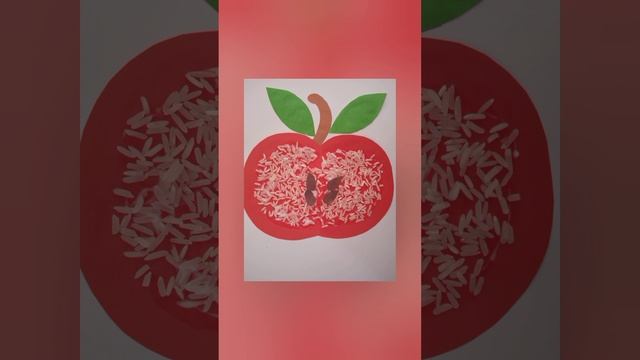 Аплікація "Яблуко" з рисовою крупою. смотреть онлайн