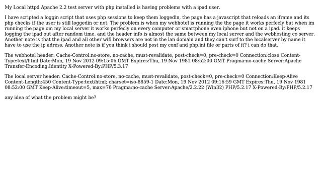 My Apache 2.2 local test server with php none cgi automaticly removes logged in ipad users смотреть онлайн