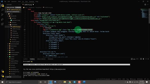 #53. Menambahkan gambar pada pug Node.js смотреть онлайн