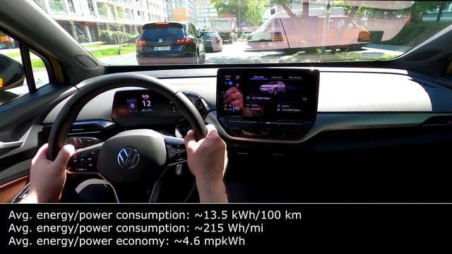 Volkswagen ID.4 77 kWh CITY energy economy consumption real-life test mpkWh urban kWh/100 km power смотреть онлайн