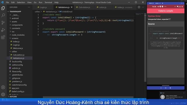 06-Validate dữ liệu đầu vào TextInput cho màn hình Login | React Native смотреть онлайн