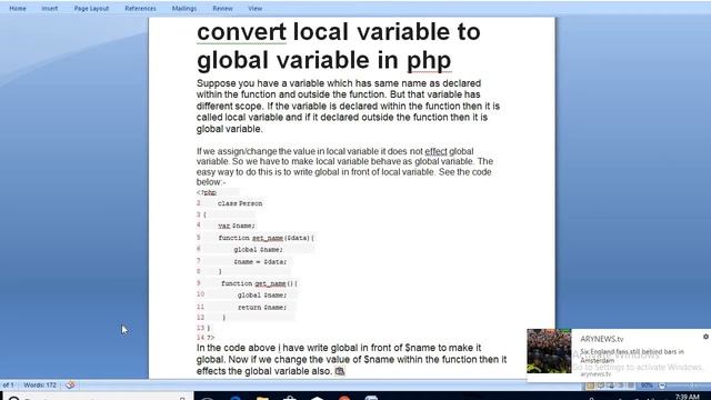 Convert local variable to global variable in php смотреть онлайн
