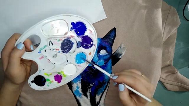 Рисуем космическую кошку. Как рисовать на одежде. Секреты рисования на одежде. Easy cat drawing ??? смотреть онлайн