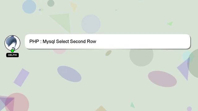 PHP : Mysql Select Second Row смотреть онлайн