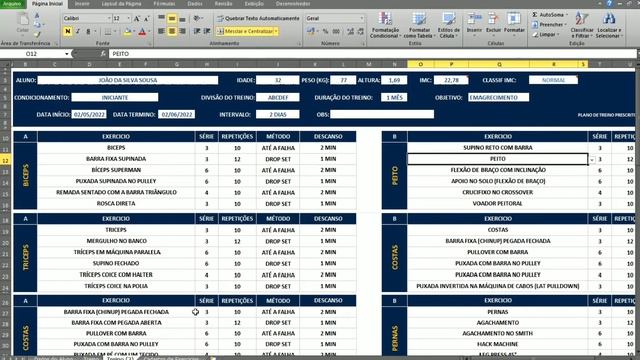 PLANILHA PRESCRIÇÃO DE TREINO PARA PERSONAL TRAINER (SUPER BARATA) смотреть онлайн