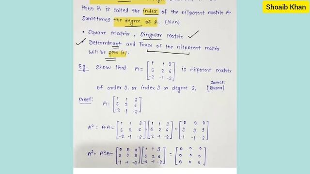 What is Nilpotent Matrix ? Index of Nilpotent Matrix | Nilpotent Matrix in Hindi with example смотреть онлайн