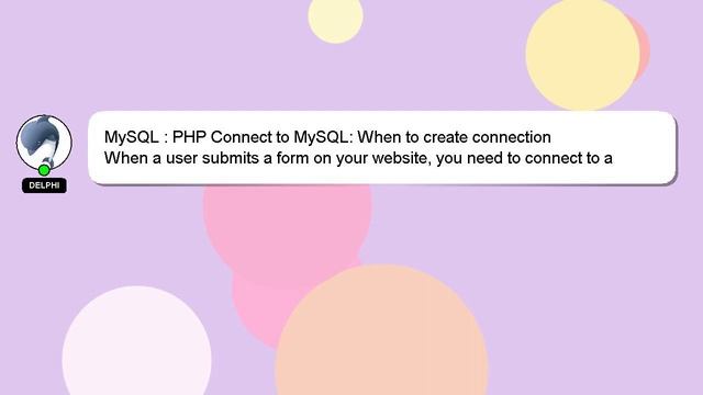 MySQL : PHP Connect to MySQL: When to create connection смотреть онлайн