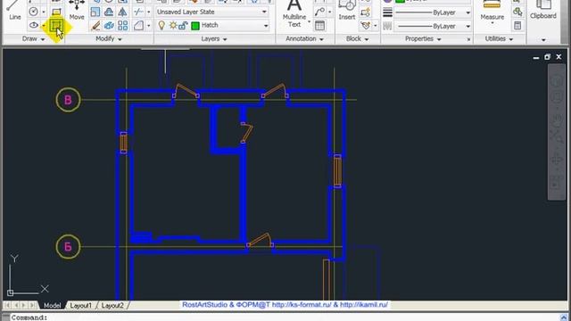 Штриховка стен в AutoCad 2011 смотреть онлайн