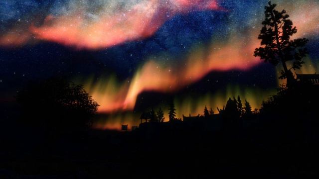 Northern Lights at Skyrim — Aurora Borealis at an Elder Scrolls Village смотреть онлайн
