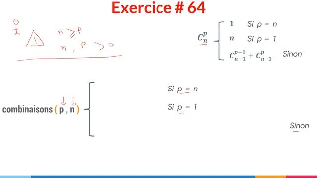 Exercice corrigé 64: Algorithme récursif qui calcule les combinaisons de ? éléments parmi ? смотреть онлайн