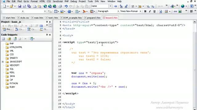 Основы JavaScript. Урок 3. Типы данных в JavaScript и конструкция if-else. (Дмитрий Науменко) смотреть онлайн