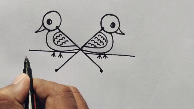Love Birds Drawing From 4 Dots Easy | How to Turn Dots Into Cute Love Birds | Dots Drawing смотреть онлайн