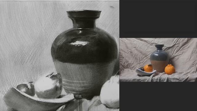 Learn to draw Still liffe in Charcoal pencil смотреть онлайн