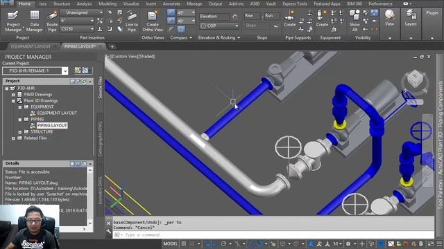 Autocad plant 3D 2016 Tutorial: 3D Pipe routing with Xref Equipment dwg. смотреть онлайн