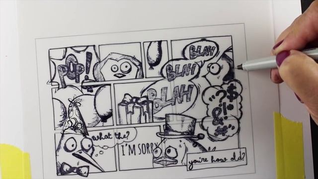 Stamped Comic Strip with Crazy Birds смотреть онлайн