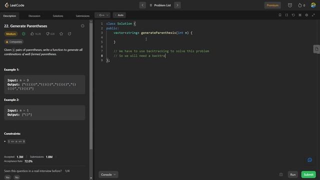 22. Generate Parentheses - Leetcode | Java & C++ | Medium | Algorithm | DSA смотреть онлайн