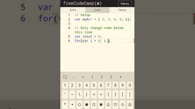 Iterate through an array with a for loop| freeCodeCamp basic Javascript walkthrough guide смотреть онлайн