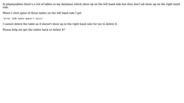 Magento: Error 1146 table doesn't exist and I cannot delete the table смотреть онлайн