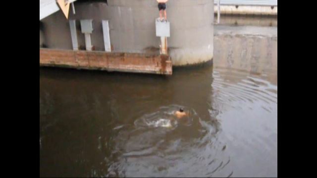 г. Калининград. Прыжки в воду реки Преголя с моста. .mpg смотреть онлайн