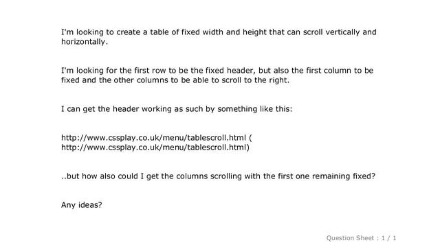 HTML : HTML table scrolling vertical & horizontal смотреть онлайн