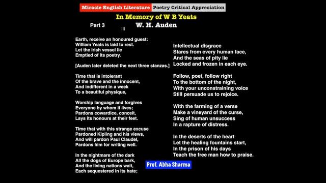 Poetry Critical Appreciation' In Memory of W B Yeats W.H.AUden, Part 2,3 UGC/NET/JRF/MA/BA смотреть онлайн