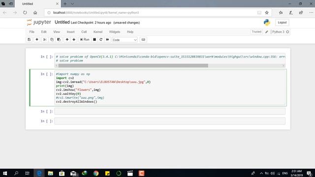solving problem of reading image in python opencv حل مشكلة قراءة الصورة في البايثون смотреть онлайн