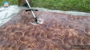 Мытье паласов и ковров бензокосой (триммером)