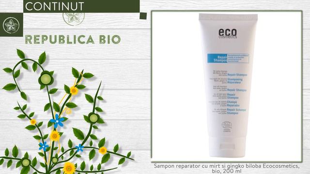 Sampon Reparator Cu Mirt Si Gingko Biloba Ecocosmetics, Bio, 200 Ml