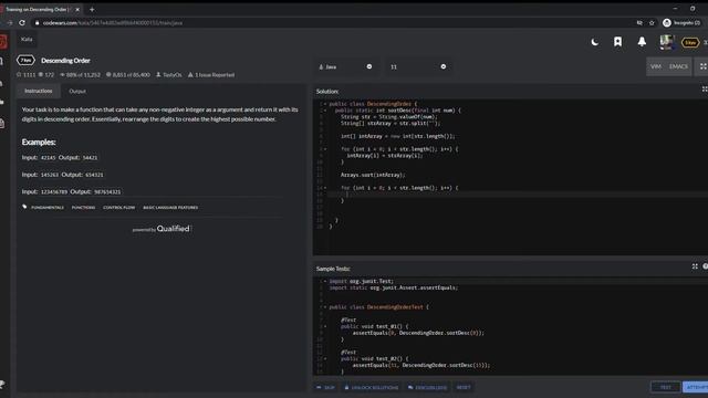 Codewars::Java Orden descendiente смотреть онлайн