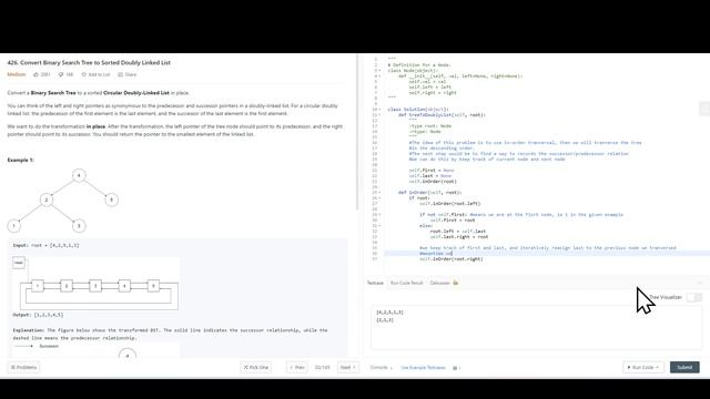 426 Convert Binary Search Tree to Sorted Doubly Linked List(Python & Tree &full walkthru) смотреть онлайн