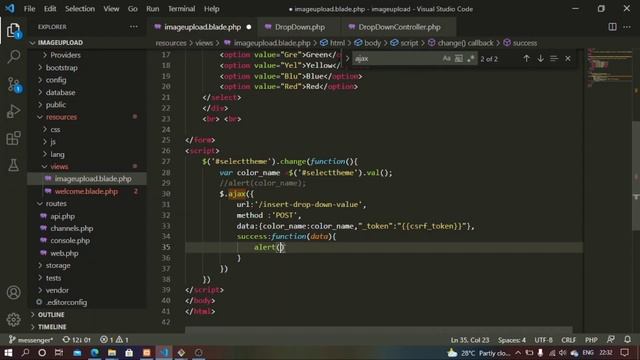 How to insert drop down value in laravel Ajax on change event смотреть онлайн