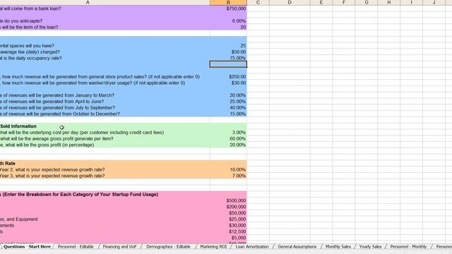 RV Park Excel Model смотреть онлайн
