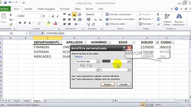 Clase 18 Microsoft Excel 2010 - Filtros simples y avanzados. смотреть онлайн
